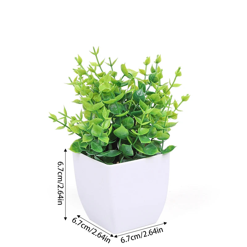 Mini Artificial Eucalyptus Bonsai Potted Plant – Home & Office Artificial Potted Plant Babs A01