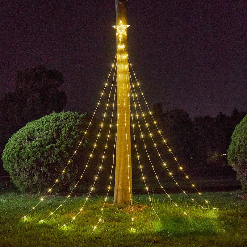 Christmas Tree Topper Star Waterfall Lights with Timer Holiday Fairy Lights Babs 02
