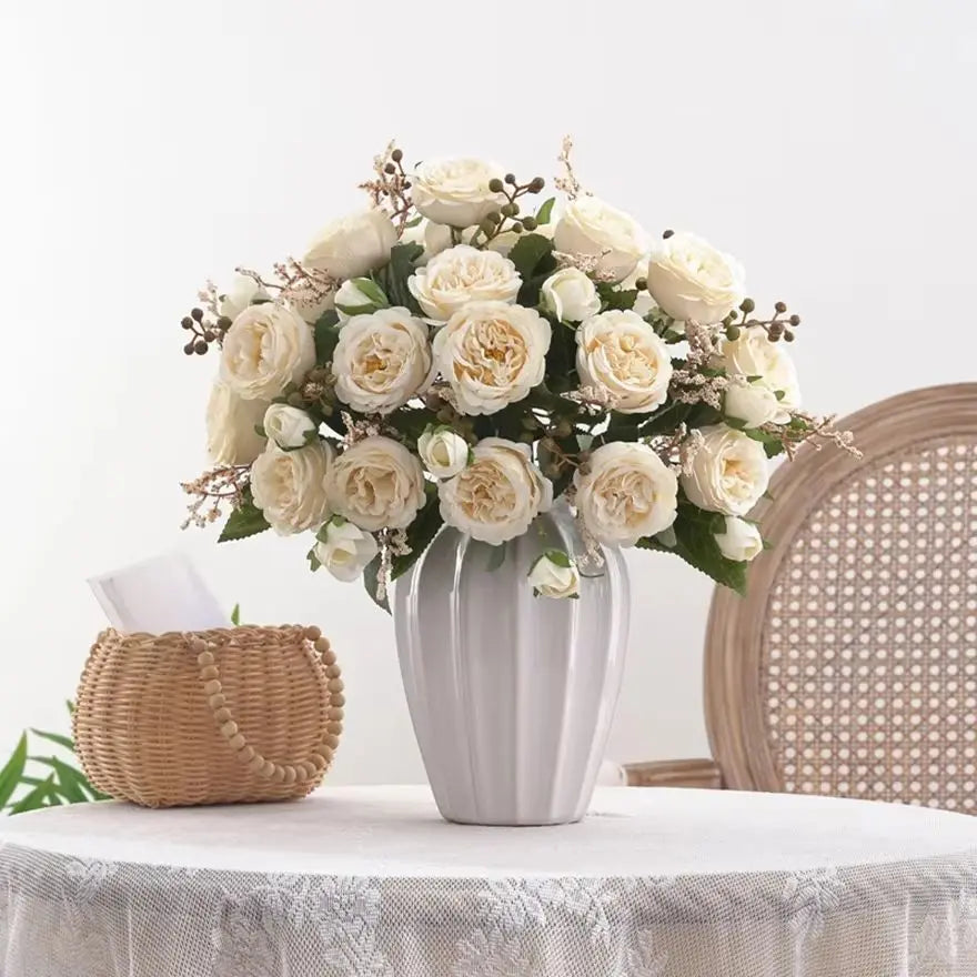 Artificial Silk Peony Rose Bouquet – Wedding & Home Décor Artificial Flower Bouquet Babs