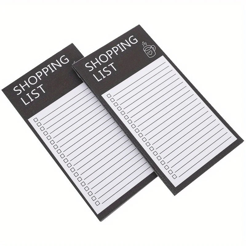 Magnetic Black Shopping List Planner with Sticky Notes Magnetic List Planner Babs 2PCS