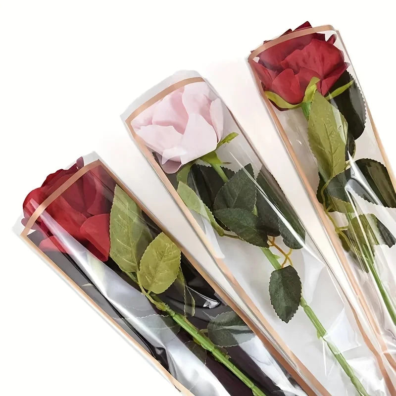 50pcs Transparent Rose Flower Bouquet Packaging Bags Floral Packaging Bags Babs