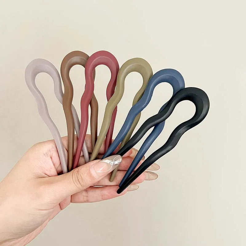 U-Shaped Tortoiseshell Hair Fork – Acetate Hair Stick for Women Hair Fork Stick Babs 6pcs Matte