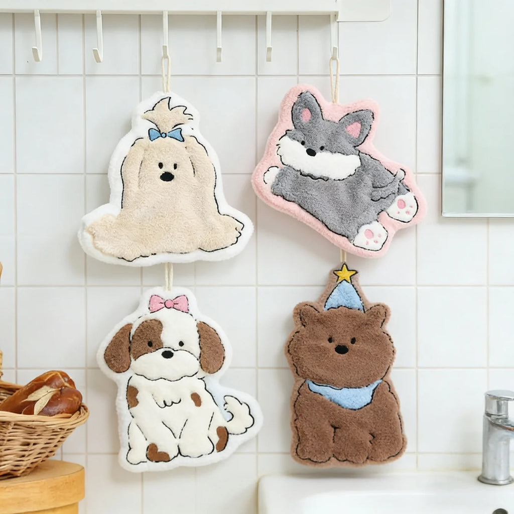 Cartoon Dog Coral Fleece Hand Towel – Soft & Absorbent Hand Towel Babs