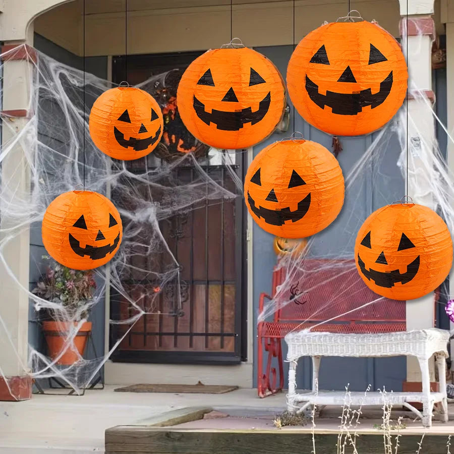 6-Piece Halloween Pumpkin Paper Lanterns – Hanging Decorations Halloween Paper Lanterns Babs