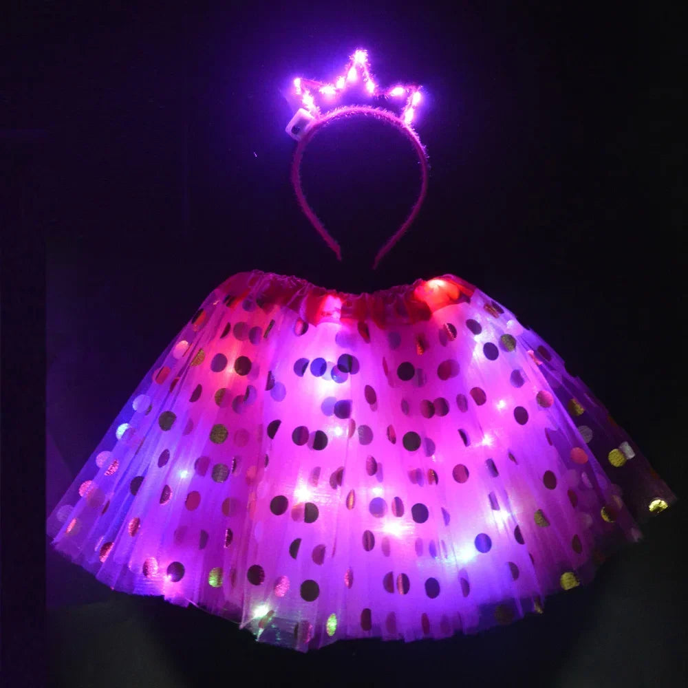 Light-Up Tutu Skirt & Animal Headband – Girls Glow Party