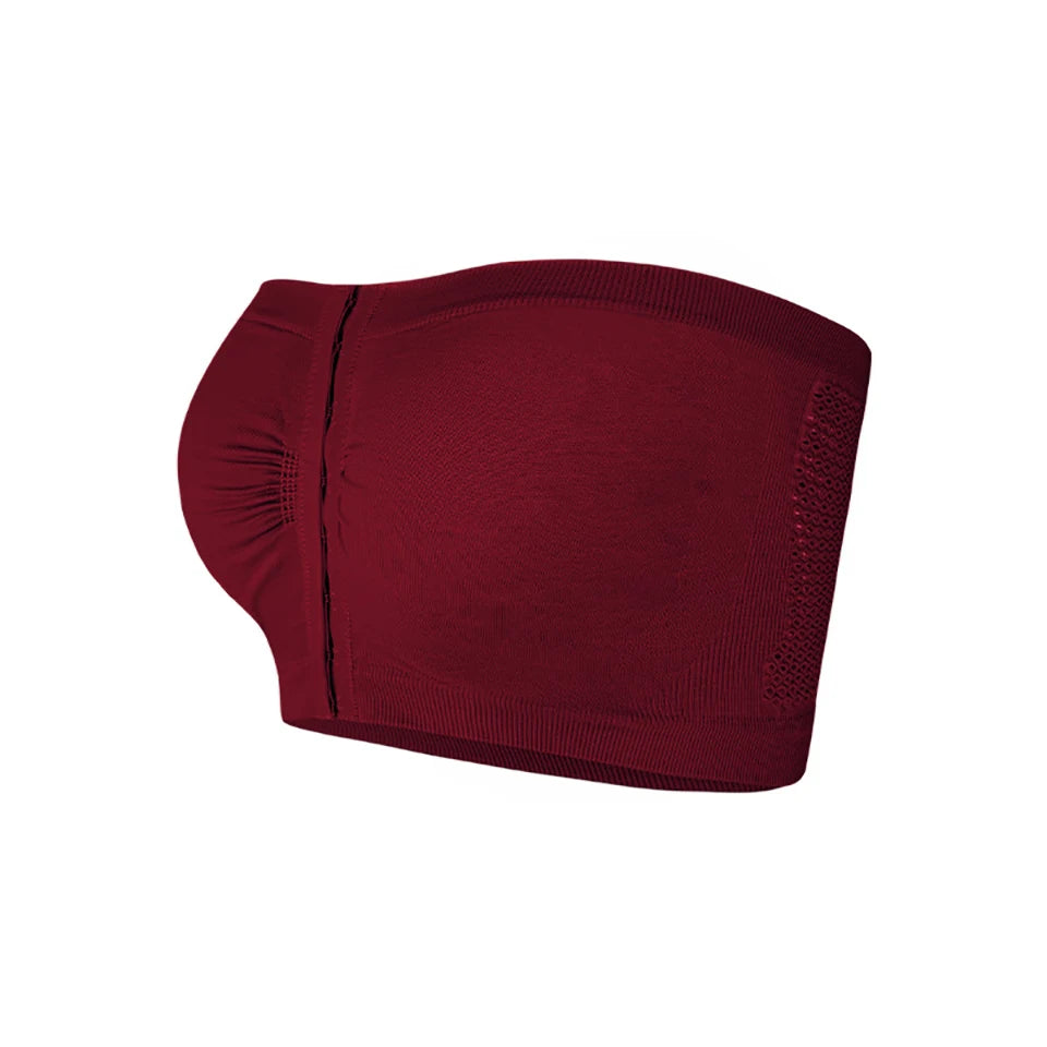 Women's Plus Size Strapless Bandeau Bra – Padded Tube Top Strapless Bandeau Bra Babs Wine Red 1XL