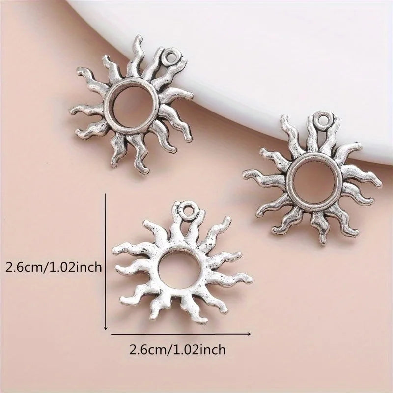 10pcs Metal Sun Pendants for DIY Necklace & Earring Making Jewelry Making Charms Babs