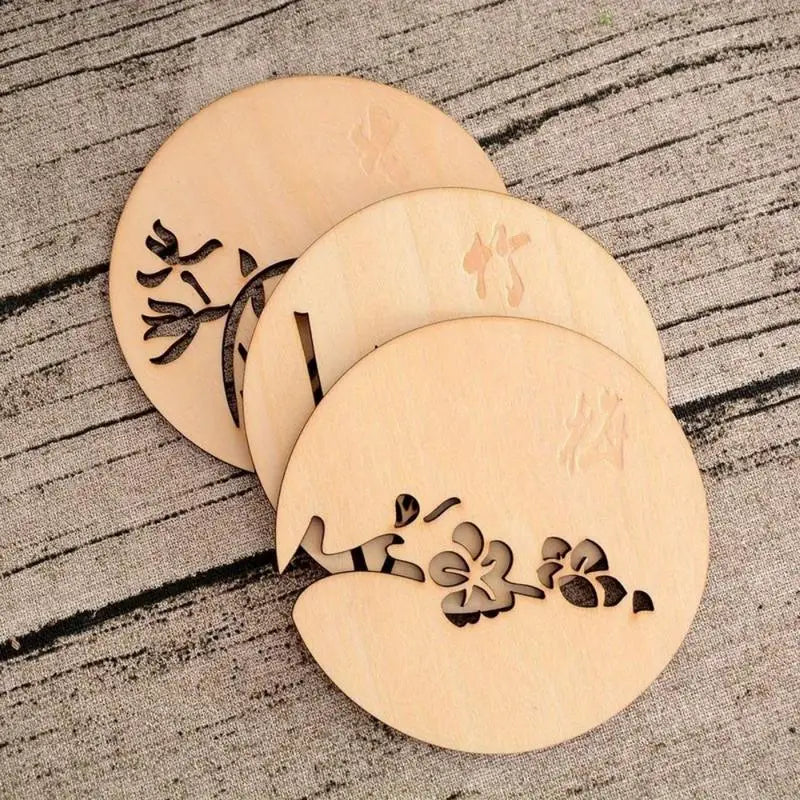 Chinese Floral Wooden Carved Coasters – Orchid, Bamboo, Chrysanthemum Wooden Cup Coasters Babs