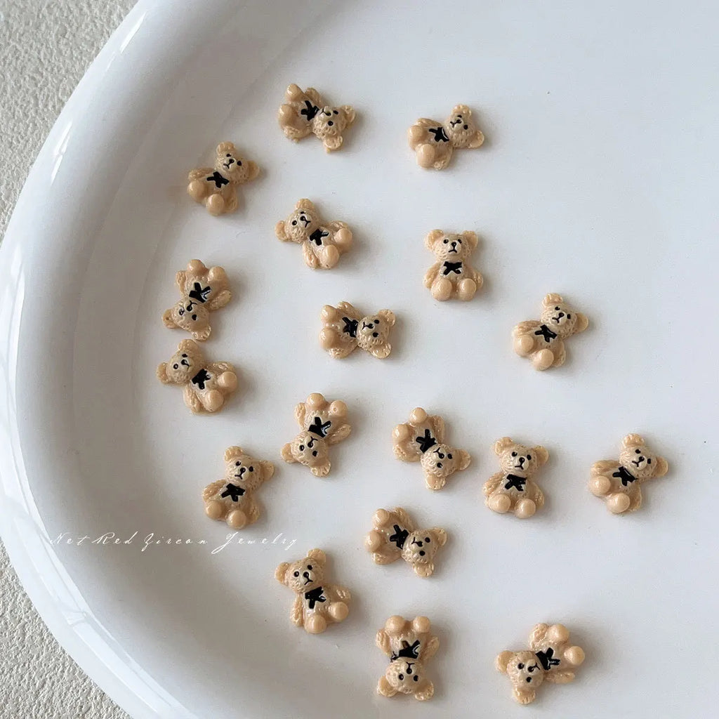 50 Pcs Bear Resin Flatback Charms – DIY Nail & Craft Decor Resin Craft Charms Babs