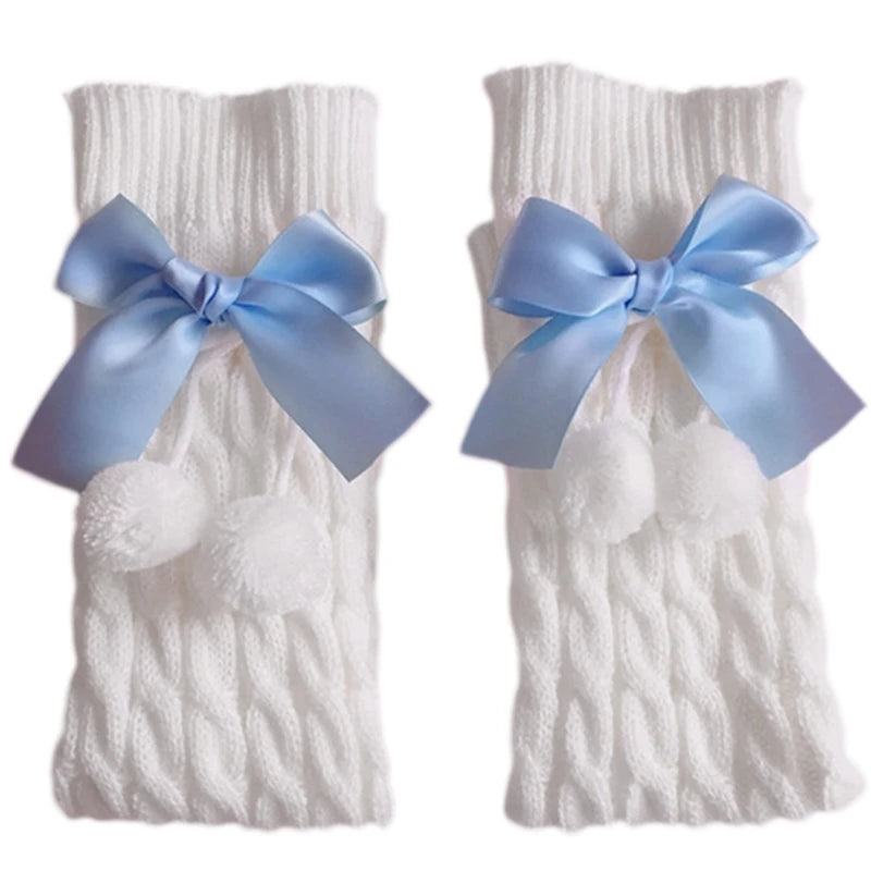 Japanese Preppy Cable Knit Leg Warmers – Bow & Plush Ball Knit Leg Warmers Babs