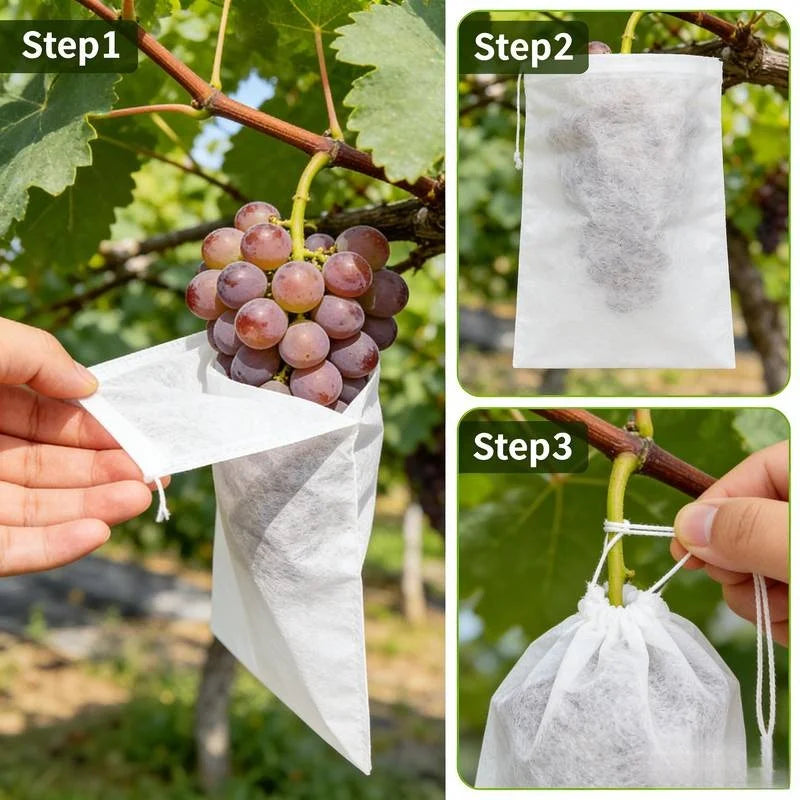 50/100Pcs Fruit Protection Bags – Mesh Netting with Drawstring Fruit Protection Bags Babs