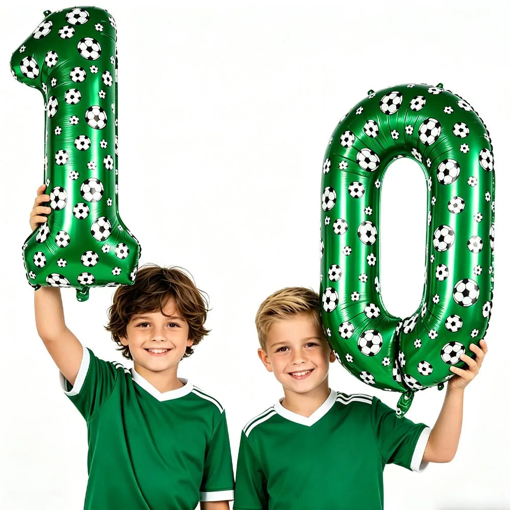 40" Number 10 Soccer Foil Balloon – Kids 10th Birthday Decor Party Foil Balloon Babs