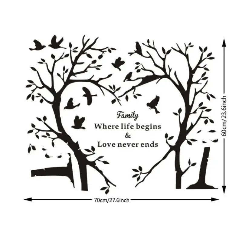 Family Love Heart Tree Wall Sticker – PVC Home Decor Decal Wall Decal Sticker Babs
