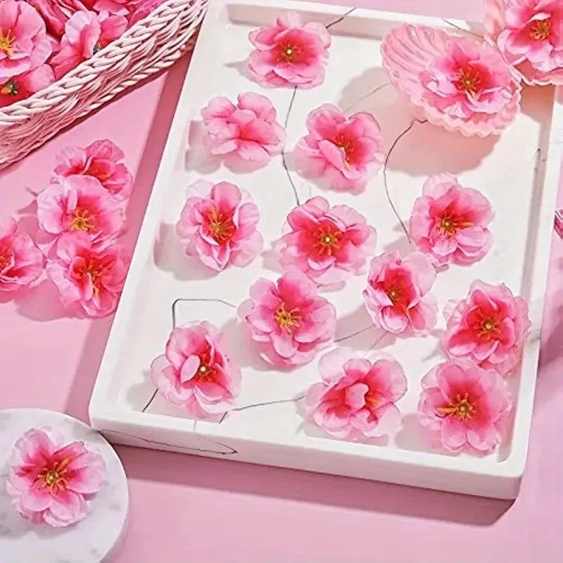 Artificial Cherry Blossom Heads – Silk Peach Flower Decor 10/20/50 Artificial Flower Heads Babs