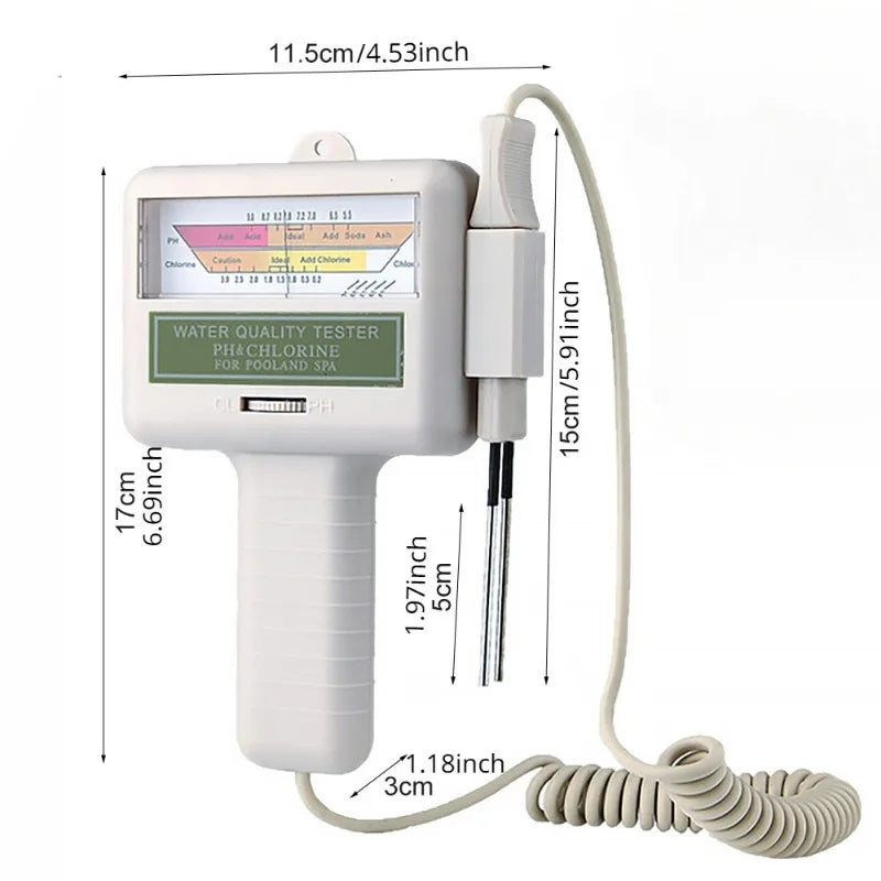 2-in-1 pH & Chlorine Meter | Pool Spa Aquarium Water Tester Water Quality Meter Babs
