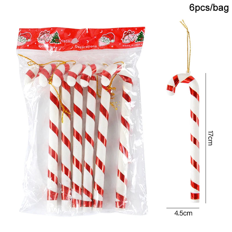 6Pcs Christmas Candy Cane Lollipop Tree Ornaments Set Christmas Ornaments Babs Set1