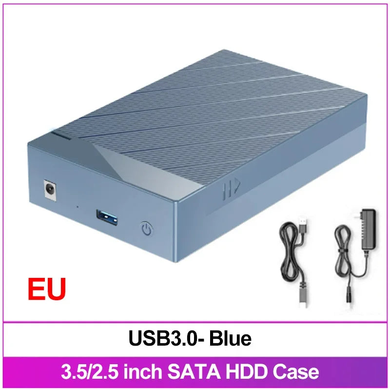 USB 3.0 External Hard Drive Enclosure 3.5/2.5" SATA HDD Case Hard Drive Enclosure Babs 3.5 2.5Inch EU Blue