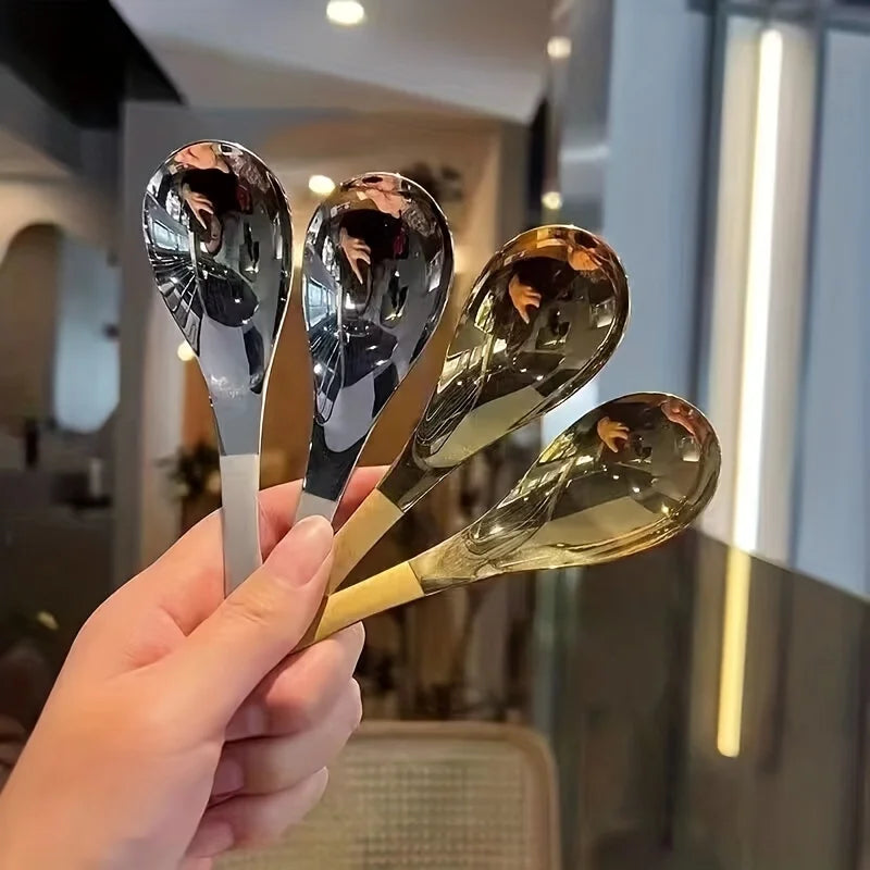 Stainless Steel Golden Soup Spoon – Short Handle Caviar Spoon Kitchen Spoon Babs