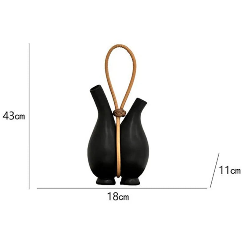 Modern Luxury Rope Resin Decorative Vase – Black 43cm Decorative Vase Babs Black