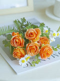 Silk Rose Artificial Flowers – Wedding & Home Décor (1/3 Pc) Artificial Silk Flowers Babs Orange 3PCS