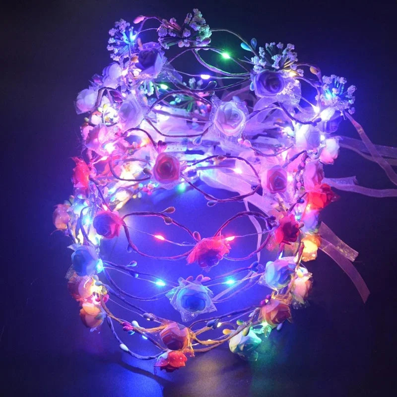 10-Pack LED Flower Crown Headbands | Floral Wreath Hair Accessories LED Floral Headband Babs mix colors
