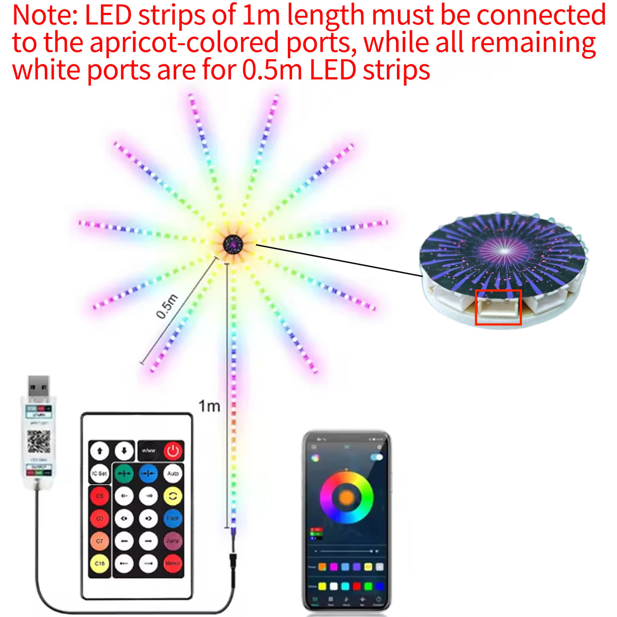 RGB Firework LED Strip Light – Bluetooth App & Music Sync LED Strip Light Babs