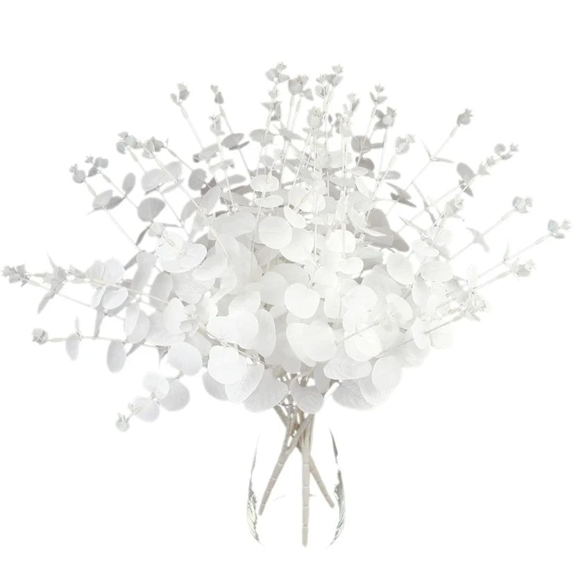 Artificial White Eucalyptus Stems – UV Silk Leaf Home Décor Artificial Plant Stems Babs