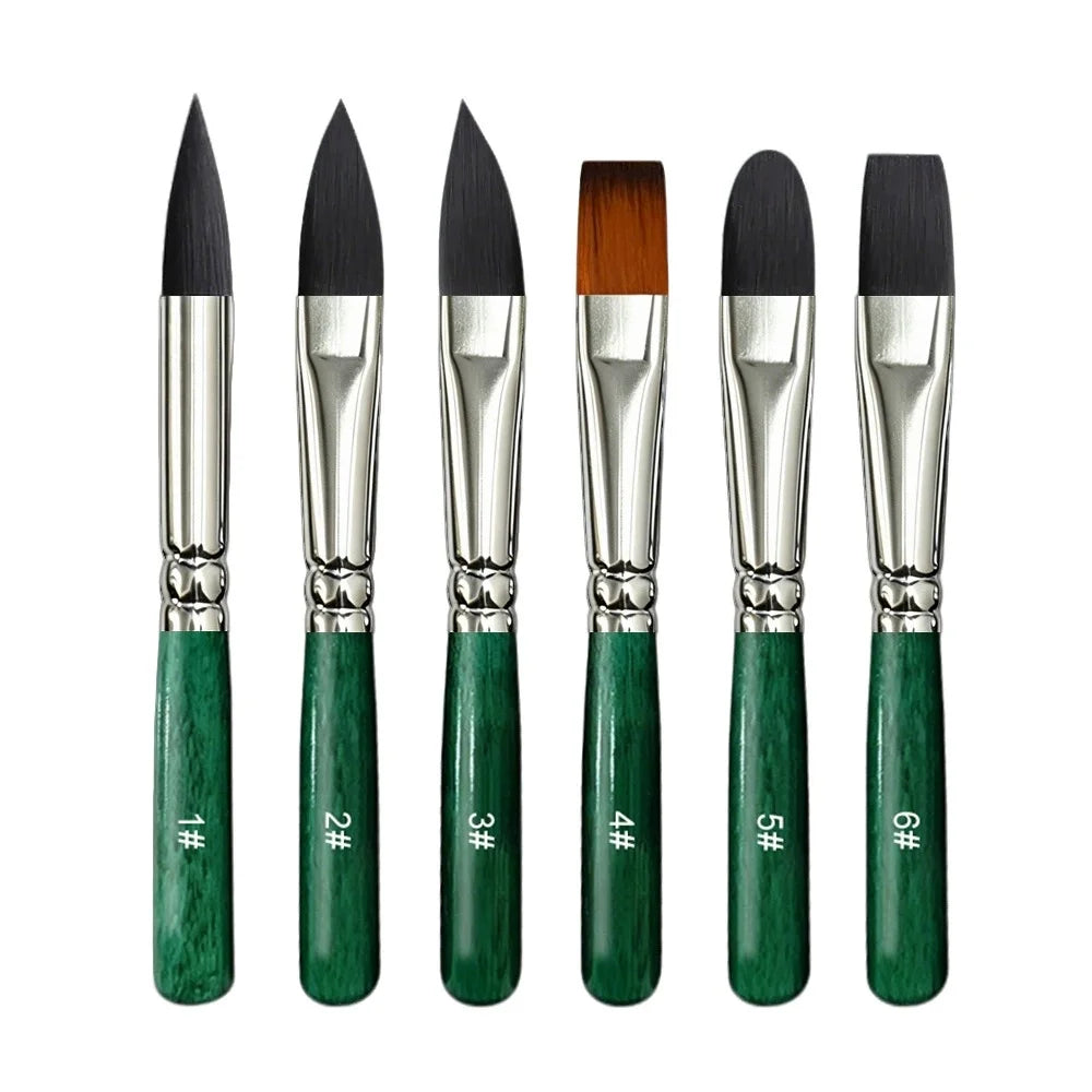 6-Piece Mini Watercolor Pen Set – Portable Wood Handle Sketch Pens Watercolor Pen Set Babs Green