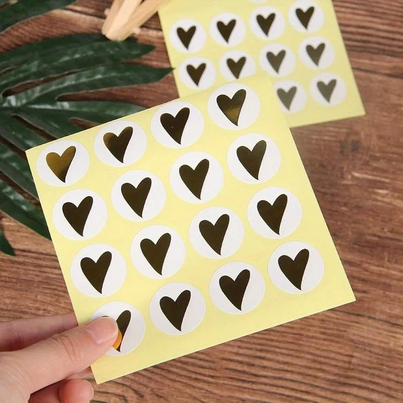 160pcs Gold Heart Sealing Stickers – Cards, Envelopes & Gifts Decorative Stickers Babs