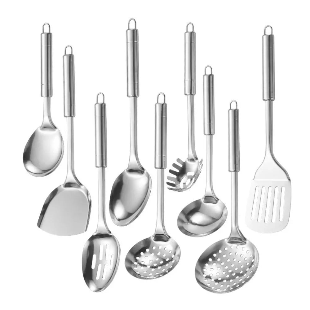 9-Piece Stainless Steel Kitchen Utensils Set | Long Handle Kitchen Utensils Set Babs 9pcs