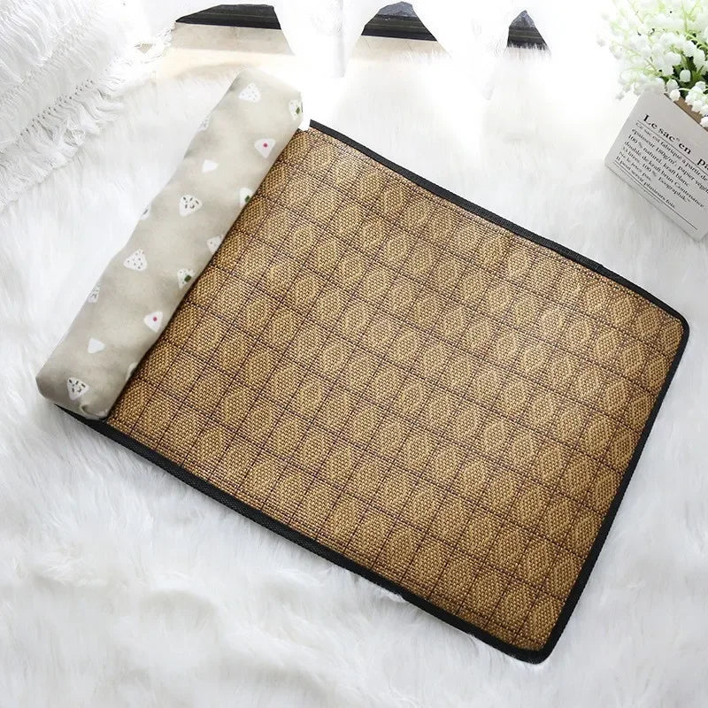 Pet Self-Cooling Rattan Mat for Cats & Dogs – Summer Bed Pet Cooling Mat Babs Beige rice ball L