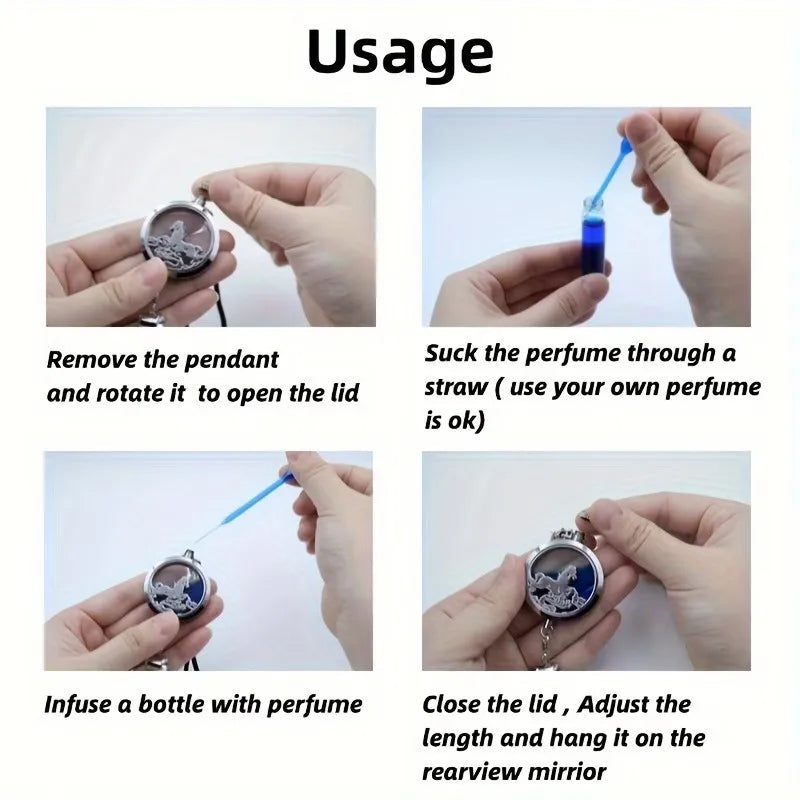 Car Perfume Pendant – Refillable Zinc Alloy Interior Decor Car Interior Pendant Babs