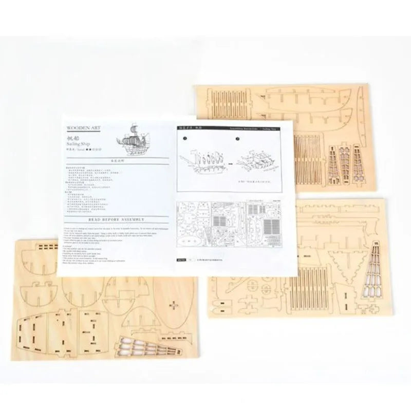 3D Sailboat Wooden Puzzle Model – DIY Assembly Craft Kit 3D Wooden Puzzle Babs