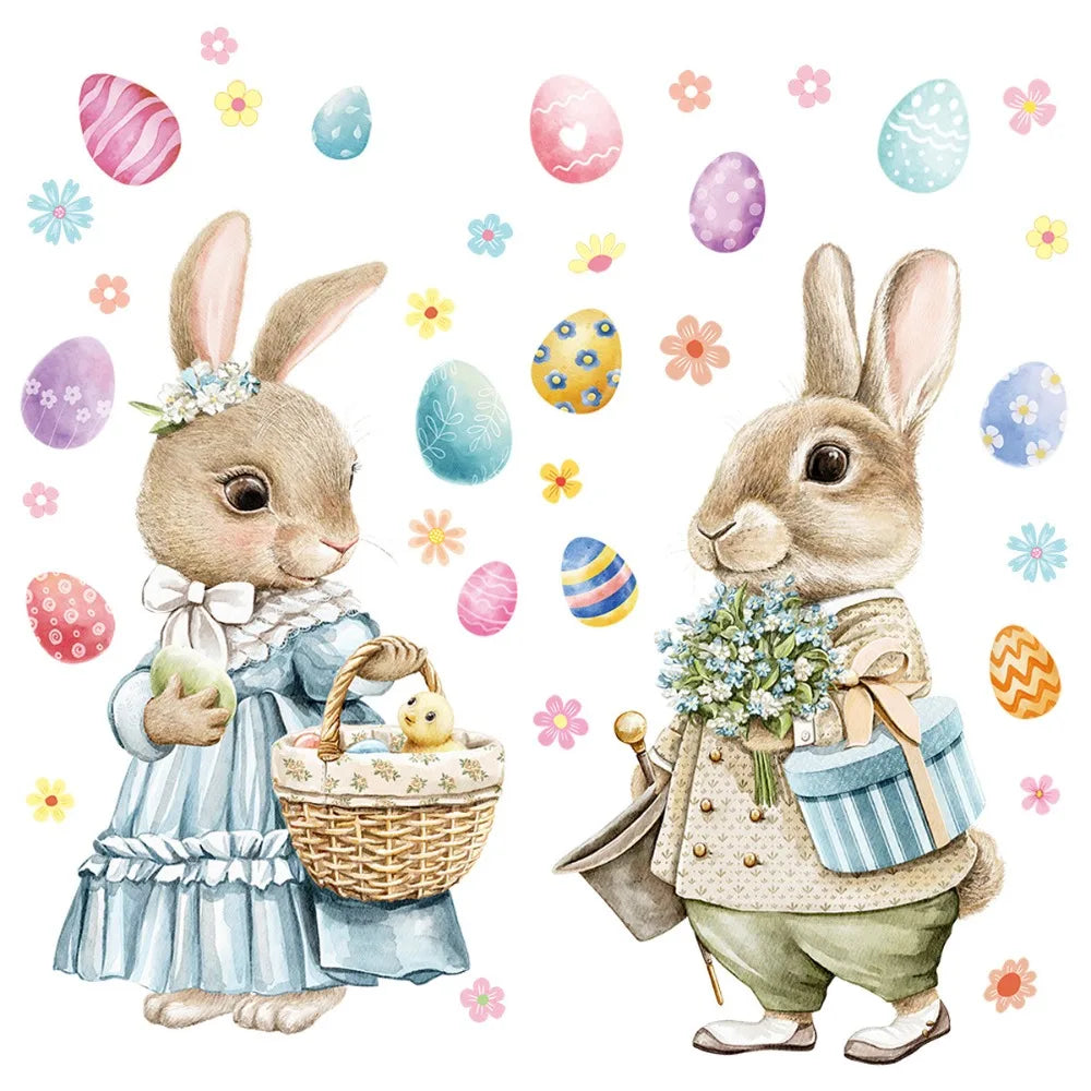 Easter Window Stickers – Removable PVC Static Egg Decals Window Decals Babs StyleB 60x30cm