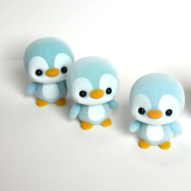 Mini Flocked Kawaii Penguin Doll – 5.5CM PVC Toy, 4 Colors Collectible Figurine Babs