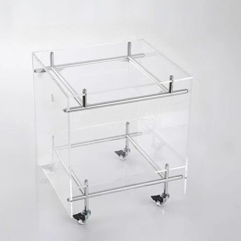 Modern Acrylic Coffee Table on Wheels – Minimalist Square Side Table Acrylic Coffee Table Babs Transparent baffle