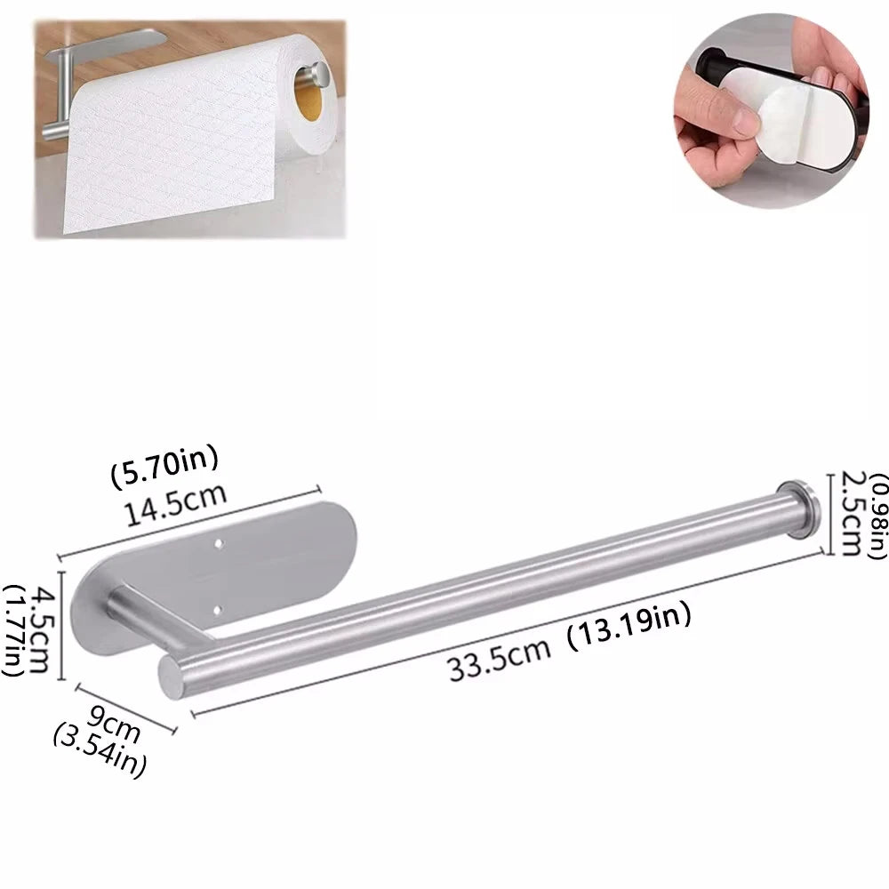 Adhesive Paper Towel Holder Stainless Steel Wall Mount Rack Paper Towel Holder Babs B
