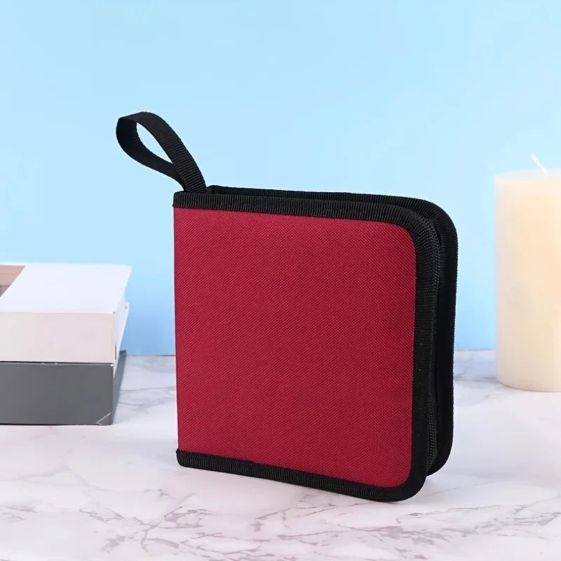 Zipper CD/DVD Storage Case – Holds 40 Discs | Portable Binder Disc Storage Case Babs Red