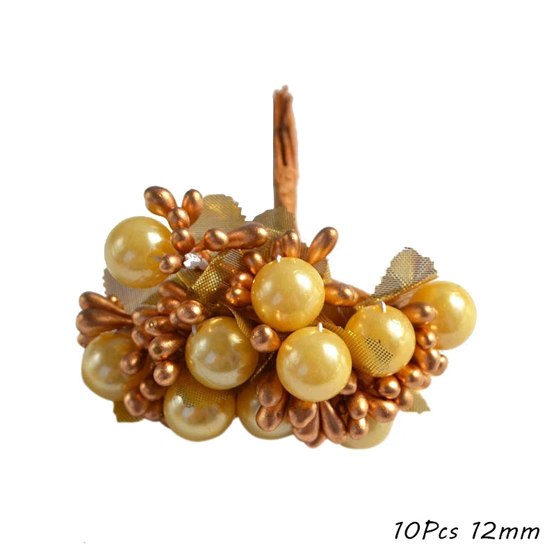 Gold Artificial Cherry Stamen Berries – Wedding & Xmas Décor Artificial Floral Decor Babs