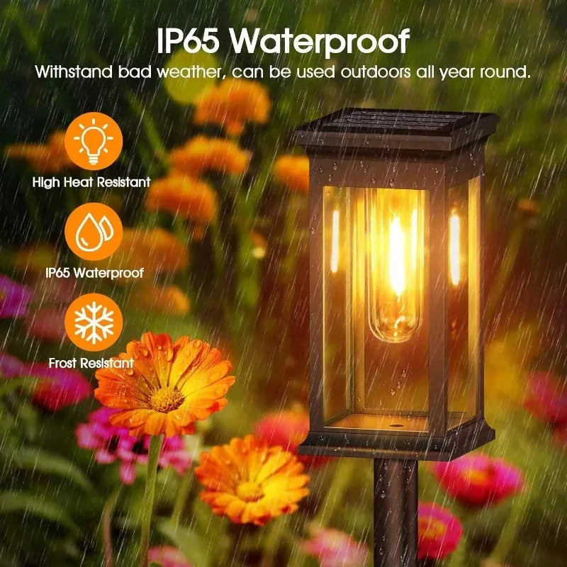 Solar Garden Spike Lights – Vintage Edison Bulb Outdoor Pathway Solar Pathway Light Babs