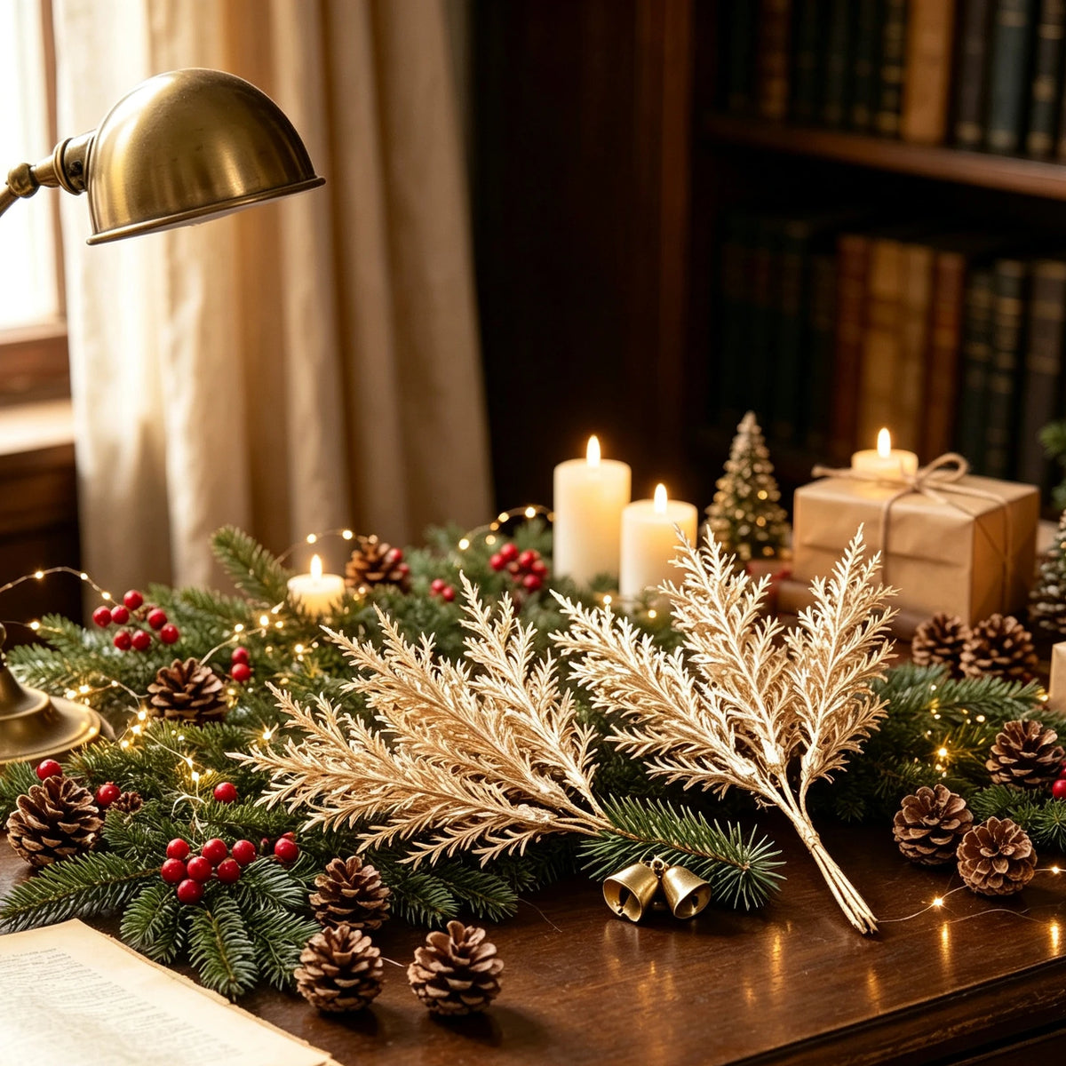 Artificial Gold & Silver Sprigs – Christmas Wreath & Vase Filler Artificial Decorative Sprigs Babs