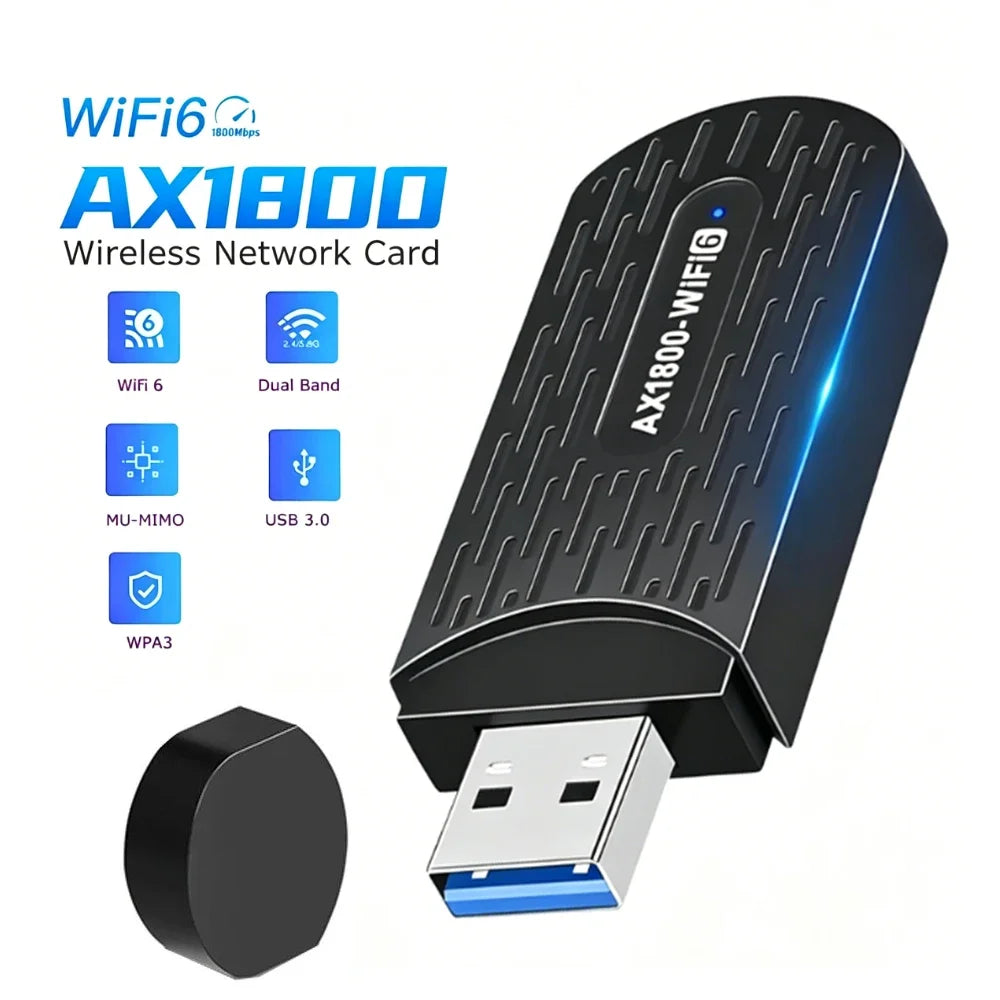 KEBIDUMEI WiFi 6 USB 3.0 Adapter AX1800 Dual-Band 1800Mbps USB WiFi Adapter Babs 1800M