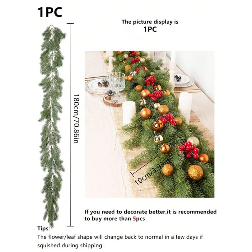 Artificial Pine Rattan Garland Wreath 180cm – Christmas Decor Christmas Garland Wreath Babs