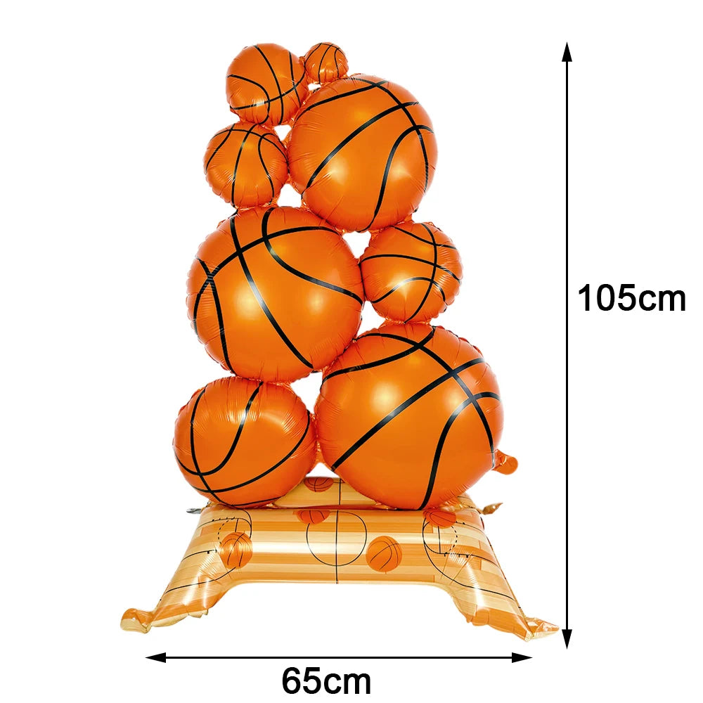 Giant 1M Self-Standing Sports Ball Foil Balloons | 1-2 Pack Party Foil Balloon Babs 1pc basketball As pictures show