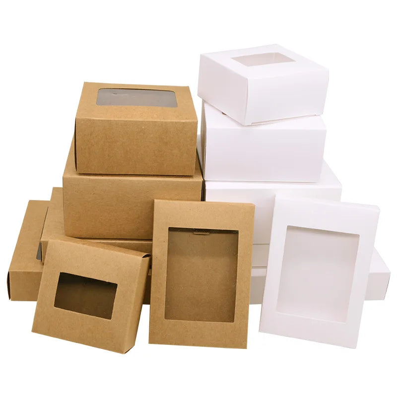 6-Pack Kraft Paper Gift Boxes with Window | Party & Wedding Favors Gift Packaging Box Babs