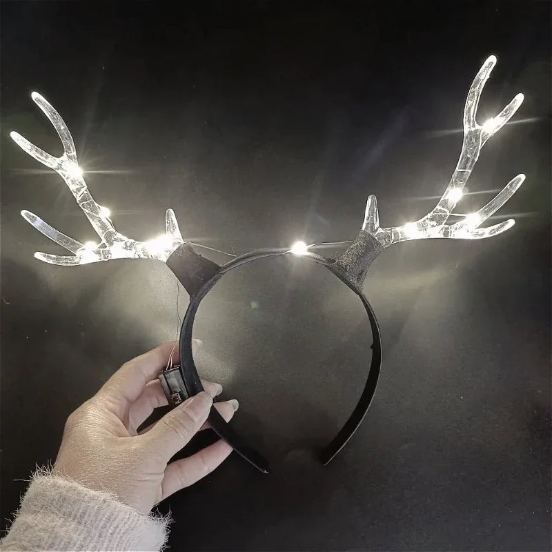 LED Crystal Antler Headband – Halloween & Christmas Party LED Party Headband Babs