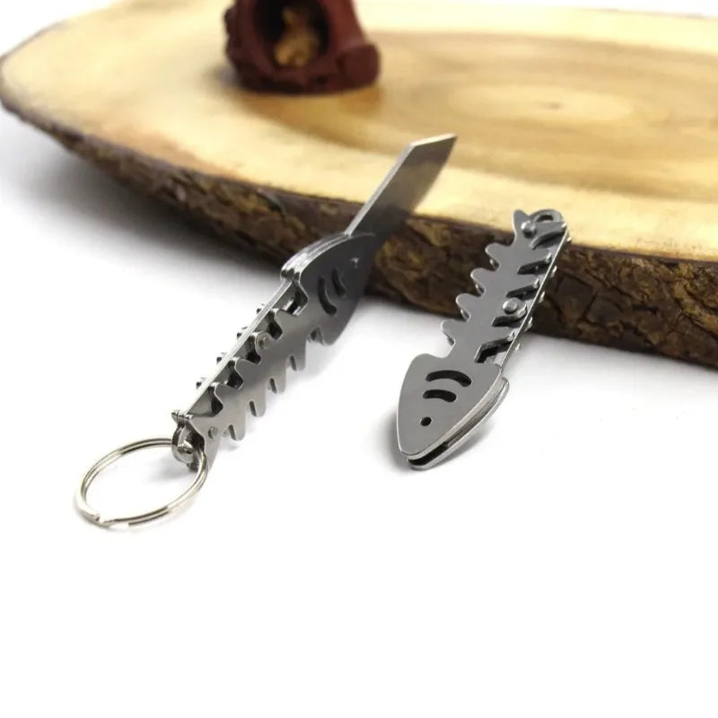 Fish Bone Mini Pocket Knife – Stainless Steel Camping Keychain Mini Pocket Knife Babs