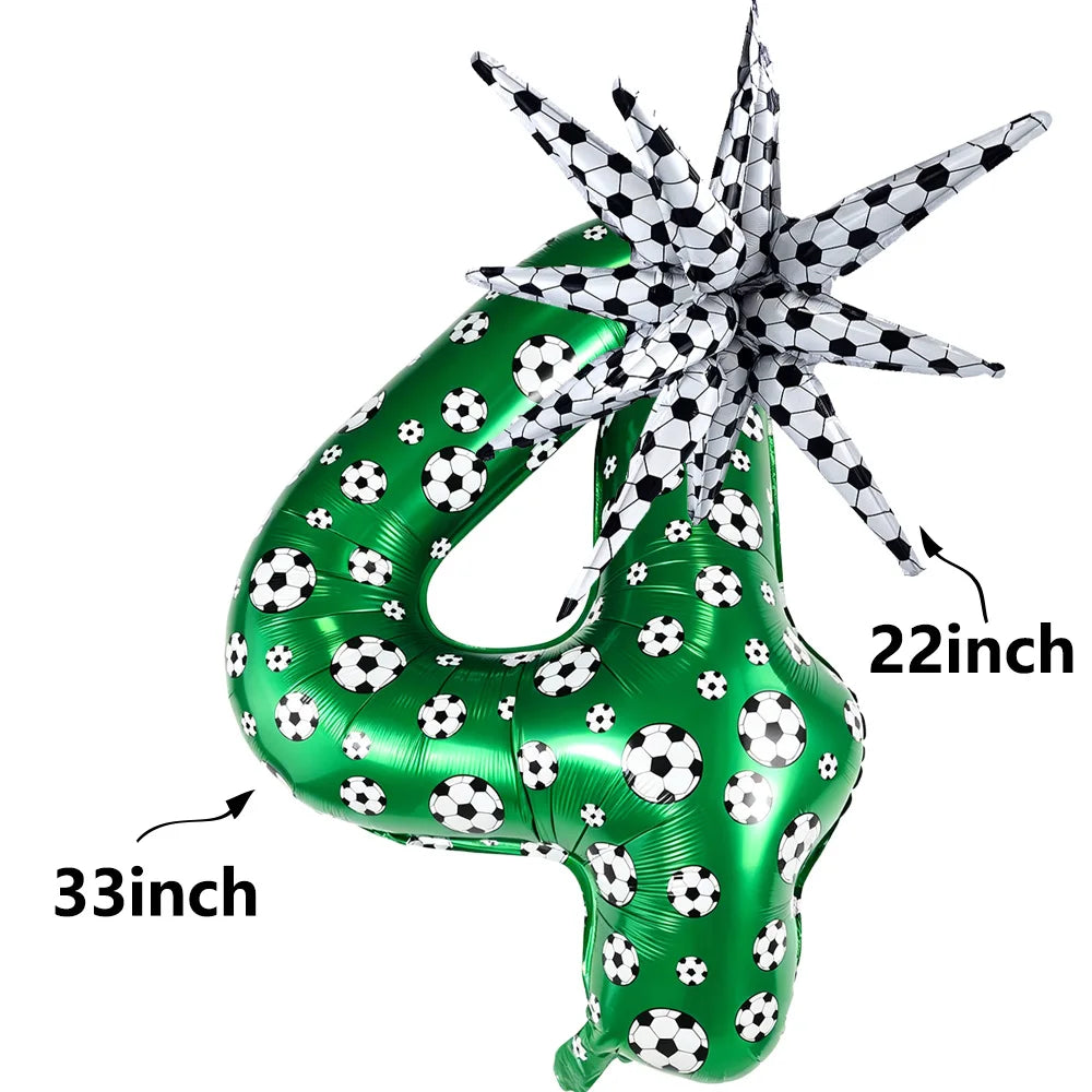 Green Soccer Number Foil Balloons Set 0-9 | Football Party Decor Party Foil Balloons Babs B number-4 As pictures show