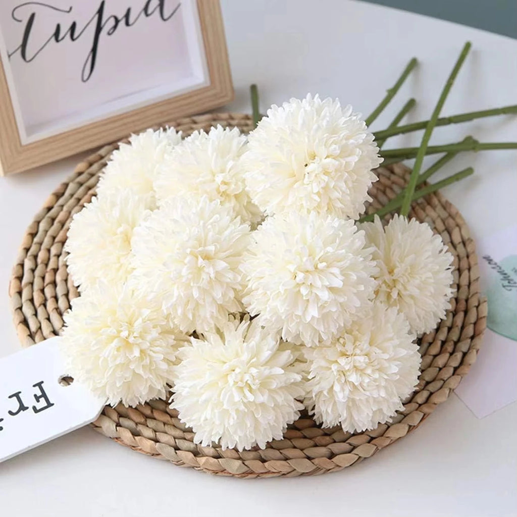 Silk Artificial Dandelion & Hydrangea Flowers – 2/4 Pcs Artificial Flower Bouquet Babs