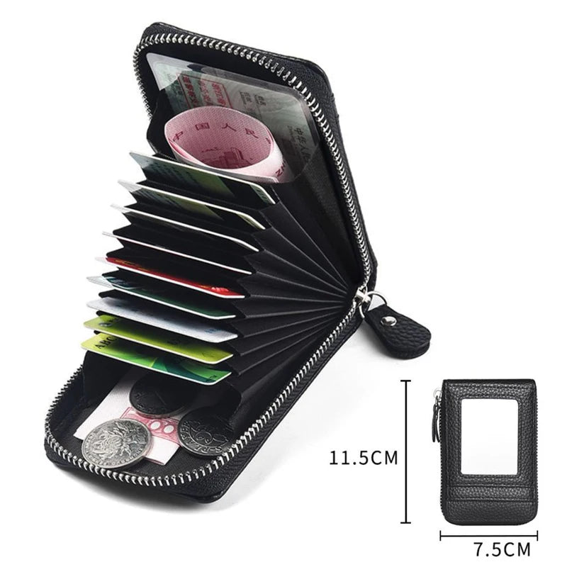 PU Leather Multi-Slot Card Holder Zipper Wallet – Unisex Card Holder Wallet Babs